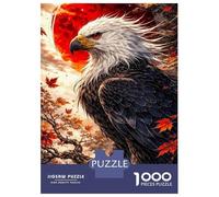 Puzzle De 1000 Pièces Pour Adolescents Majestic Eagle with Red Moon Puzzles Pour Adolescents : Amusants Et Humoristiques ! Stimulez Votre Cerveau ! Soirée Jeux Et Divertissement En Famille 38x26cm/100