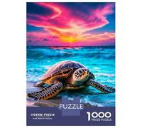 Puzzle De 1000 Pièces pour Adolescents Majestic Sea Turtle at Sunset Puzzle pour Adultes, Jouet, Décoration Murale, pour S'amuser en Famille, Jeu Stimulant, Cadeaux 38x26cm/1000pcs