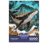 Puzzle De 1000 Pièces pour Adolescents Majestic Whale in Golden Waves Puzzles pour Adultes Jeux De Détente Améliore La Mémoire Cadeaux De Noël Et d'anniversaire 52x38cm/1000pcs