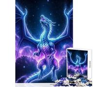 Puzzle de 1000 pièces pour Adolescents majestueux Dragon Bleu dans Un décor Cosmique Jeu Impossible défi Difficile Jouet de décoration intérieure Difficile à compléter (38x52cm)