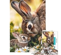 Puzzle de 1000 pièces pour Adolescents Maman Lapin et Son bébé idéal pour Un Anniversaire ou Noël Une œuvre d'art relaxante à partir de 14 Ans (38x26cm)