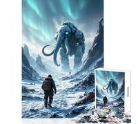 Puzzle de 1000 pièces pour Adolescents Mammouth géant dans Un Paysage enneigé Jeu éducatif pour Un Anniversaire ou Noël Dimensions 38x26cm