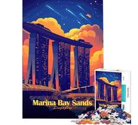 Puzzle de 1000 pièces pour Adolescents Marina Bay Sands Singapour Défi éducatif Améliore la mémoire Jeu Amusant pour Les 14 Ans et Plus Jeu de Puzzle Offert (38x26cm)