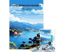 Puzzle de 1000 pièces pour Adolescents Marlborough Sounds Nouvelle-Zélande Défi intellectuel Jouet addictif Jeu Amusant améliore la mémoire œuvre d'art Cadeau (Taille 38x52cm)