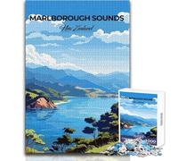 Puzzle de 1000 pièces pour Adolescents, Marlborough Sounds, Nouvelle-Zélande Jeu au Design soigné, défi Stimulant, Jouet Anti-Stress Dimensions 50x75cm
