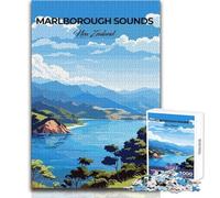 Puzzle de 1000 pièces pour Adolescents Marlborough Sounds, Nouvelle-Zélande Jeu éducatif Familial pour améliorer la mémoire Idée Cadeau d'anniversaire Dimensions 38x52cm