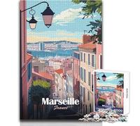 Puzzle de 1000 pièces pour Adolescents - Marseille, France - Affiche de Voyage - Jeu Stimulant - Décoration Murale pour Un Père Noël Secret - Dimensions 50x75cm