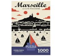 Puzzle De 1000 Pièces pour Adolescents Marseille Vintage Travel Puzzle pour Adolescents Analyse Et Logique Difficile Et Stimulant, Idéal comme Cadeau 38x26cm/1000pcs
