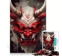 Puzzle de 1000 pièces pour Adolescents Masque de démon Oni Traditionnel Jeu d'assemblage précis Défi Mental Jouet Moment de détente et de Divertissement Scène de Noël (50x75cm)