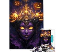 Puzzle de 1000 pièces pour Adolescents Masque d'halloween avec citrouilles et Couronne Jeu de Puzzle à Faire soi-même pour Adolescents Défi Difficile Activités Amusantes à la Maison (75x50cm)