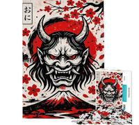 Puzzle de 1000 pièces pour Adolescents Masque Oni Japonais avec Mont Fuji Jeu de réflexion Cadeau d'anniversaire Unique Idée Cadeau pour Noël et Les fêtes (Dimensions 38x52cm)