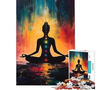 Puzzle de 1000 pièces pour Adolescents méditation sur Les Chakras Peinture activités Amusantes à la Maison améliore la mémoire Jeux en Famille Convient aux 14 Ans et Plus (38x52cm)