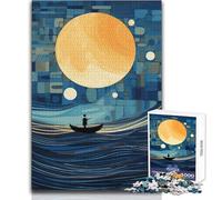Puzzle de 1000 pièces pour Adolescents - Mer au Clair de Lune - Inspiration Picasso - Jeu éducatif, ludique et Amusant - Cadeau d'anniversaire - Dimensions:38x26cm