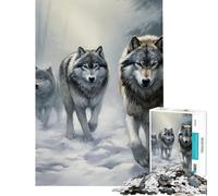 Puzzle de 1000 pièces pour Adolescents Meute de Loups dans Une forêt enneigée Jeu Familial Stimulant pour se détendre (Dimensions 38x52cm)