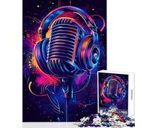 Puzzle de 1000 pièces pour Adolescents Microphone rétro avec Casque Jouet éducatif Cadeau de Noël Secret Jeu de Manipulation pour renforcer Les Liens Entre Couples Dimensions 50x75cm