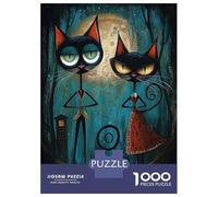 Puzzle De 1000 Pièces pour Adolescents Midnight Whiskers Steampunk Cat Duo Puzzle Anti-Stress, Amusant Et Original, Cadeau Unique pour Un Anniversaire Ou Noël 52x38cm/1000pcs