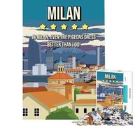 Puzzle de 1000 pièces pour Adolescents Milan Paysage Urbain Humoristique Affiche de Voyage Jeu Impossible Jouet éducatif pour se détendre (Taille 75x50cm)