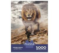 Puzzle De 1000 Pièces pour Adolescents Mindset Lion Vs Man Puzzles pour Adultes, Jeux De Détente, Assemblage De Motifs, Activités Amusantes À La Maison, 52x38cm/1000pcs