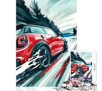 Puzzle de 1000 pièces pour Adolescents Mini Cooper Rouge de Course Jeu Anti-Stress Cadeau pour Femmes et Hommes Jeu Pratique pour Un Anniversaire ou Noël Dimensions 50x75cm