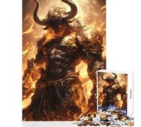 Puzzle de 1000 pièces pour Adolescents Minotaure Guerrier à l'aura de feu Décoration Jouet Cadeau de Noël Secret Jeu éducatif pour stimuler Le Cerveau Dimensions 50x75cm