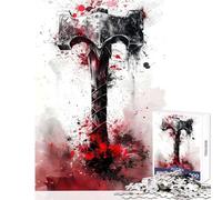 Puzzle de 1000 pièces pour Adolescents Mjöllnir Le Marteau de Thor Jeu éducatif Viking Anti-Stress Jouet à Monter soi-même Cadeau d'anniversaire (38x26cm)