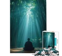 Puzzle de 1000 pièces pour Adolescents Moine méditant dans Le Jardin activités Amusantes à la Maison Jeu Manuel Stimulant pour Les 14 Ans et Plus (38x26cm)