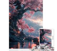Puzzle de 1000 pièces pour Adolescents Moine sous Les cerisiers en Fleurs décoration Jouet idée Cadeau Jeu de détente liste de souhaits avec Le Père Noël Dimensions 38x26cm