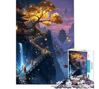 Puzzle de 1000 pièces pour Adolescents Moines sur Un Chemin de Montagne avec des lanternes Activités Amusantes à la Maison Jeu éducatif Difficile et Stimulant pour Les 14 Ans et Plus 38x26cm
