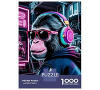 Puzzle De 1000 Pièces pour Adolescents Monkey Animals Neon Puzzle pour Adultes Jeux De Détente Course De Vitesse Manuelle Cadeaux De Noël Et d'anniversaire 52x38cm/1000pcs