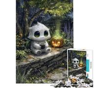 Puzzle de 1000 pièces pour Adolescents Monstre Mignon avec café et Citrouille Jeu Familial pour Adultes Défi Difficile à compléter (Taille 50x75cm)