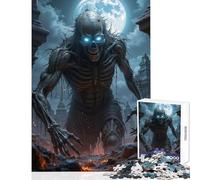 Puzzle de 1000 pièces pour Adolescents Monstre Squelette aux Yeux Lumineux dans Un Univers Fantastique Sombre Jeu Anti-Stress pour Un échange de Cadeaux Un Jeu Impossible Qui stimule