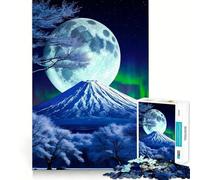 Puzzle de 1000 pièces pour Adolescents Mont Fuji cendré de Nuit Design Finement découpé Jeu de Concentration pour se détendre et Passer Un Moment agréable Cadeau de Noël ou de Loisirs