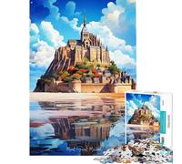 Puzzle de 1000 pièces pour Adolescents Mont Saint Michel Art Aide à la réflexion Cadeau pour Femmes Jeu Familial pour Les 14 Ans et Plus Jeu de Puzzle Offert (50x75cm)