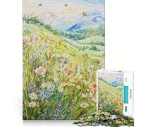 Puzzle de 1000 pièces pour Adolescents Montagne et Prairie Découpe Lisse Jeu d'exercice cérébral Activité de détente et d'anniversaire (38x52cm)