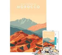Puzzle de 1000 pièces pour Adolescents Montagnes de l'Atlas Maroc Jouet éducatif et ludique pour Toute la Famille Cadeau pour Femmes et Hommes (Dimensions 38x52cm)
