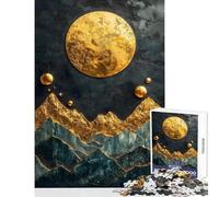 Puzzle de 1000 pièces pour Adolescents Montagnes dorées et Lune Paysage Japonais Jeu éducatif Vacances à la Maison Tue-Temps Décoration Jouets Jeu Stimulant Cadeaux (38x26cm)