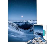 Puzzle de 1000 pièces pour Adolescents Montagnes enneigées sous Un Ciel étoilé Jeu éducatif et ludique activité familiale Cadeau pour Femmes et Hommes (Dimensions 50x75cm)