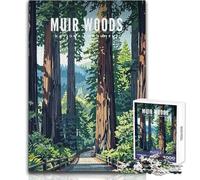 Puzzle de 1000 pièces pour Adolescents - Monument National de Muir Woods - Idéal pour des soirées Jeux en Famille - Décoration Parfaite - Jeu à Monter soi-même - Dimensions 50x75cm