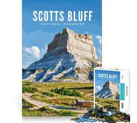 Puzzle de 1000 pièces pour Adolescents Monument National de Scotts Bluff Jeu d'ajustement précis Défi Mental Jouet Moment de détente et de Divertissement Scène de Noël (38x52cm)