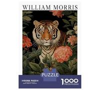 Puzzle De 1000 Pièces pour Adolescents Morris Floral Tiger Exhibition Puzzle Adulte Jouets Anti-Stress Cadeaux pour Femmes Cadeaux Uniques pour Anniversaire Et Noël 52x38cm/1000pcs