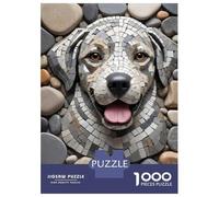 Puzzle De 1000 Pièces pour Adolescents Mosaic Dog Portrait with Stone Background Jeu De Réflexion Amusant Et Humoristique, Cadeau Unique pour Un Anniversaire Ou Noël 52x38cm/1000pcs