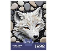 Puzzle De 1000 Pièces pour Adolescents Mosaic Wolf Head on Stone Background Puzzles pour Adultes Anti-Stress Stimulant À Compléter Cadeaux d'anniversaire Et Cadeaux Uniques 52x38cm/1000pcs