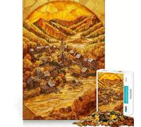 Puzzle de 1000 pièces pour Adolescents Mosaïque d'automne Village Jeu Amusant et Facile à Assembler Entraînement Mental Jeu décontracté Décoration Artistique de Noël (38x52cm)