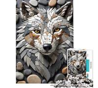 Puzzle de 1000 pièces pour Adolescents mosaïque de Pierre tête de Loup Art Puzzle de 1000 pièces décoration intérieure Jouet Anti-Stress idéal comme Cadeau (38x26cm)