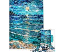 Puzzle de 1000 pièces pour Adolescents Mosaïque Océan au Clair de Lune Jeu de Puzzle pour Adolescents Course de Vitesse Manuelle Difficile et Stimulant (Dimensions : 38x26cm)