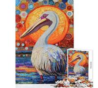 Puzzle de 1000 pièces pour Adolescents Mosaïque pélican colorée Jeu Impossible pour Toute la Famille Décoration Murale Cadeau Unique pour Un Anniversaire ou Noël (38x52cm)