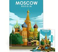 Puzzle de 1000 pièces pour Adolescents Moscou,Russie Art du Voyage Découpe Lisse Jeu d'exercice cérébral Activité de détente et d'anniversaire (50x75cm)