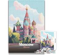 Puzzle de 1000 pièces pour Adolescents - Moscou, Russie - Illustration de la cathédrale Saint-Basile - Jeu intellectuel - Améliore la mémoire - Cadeau d'anniversaire - Dimensions 38x26cm