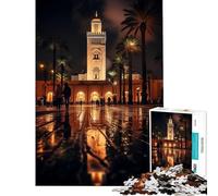 Puzzle de 1000 pièces pour Adolescents Mosquée de Nuit au Maroc Jeu éducatif et Casse-tête Idéal pour Les Couples Cadeau Amusant (Dimensions 38x52cm)