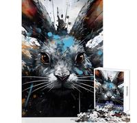 Puzzle de 1000 pièces pour Adolescents Motif Abstrait de Lapin Décoration intérieure Jouet Idée Cadeau Jeu de détente Liste de souhaits avec Le Père Noël Dimensions 38x26cm